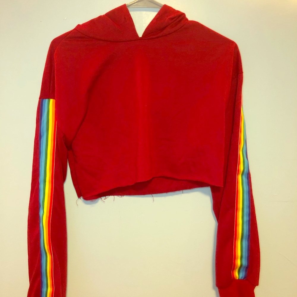 red and rainbow crop top